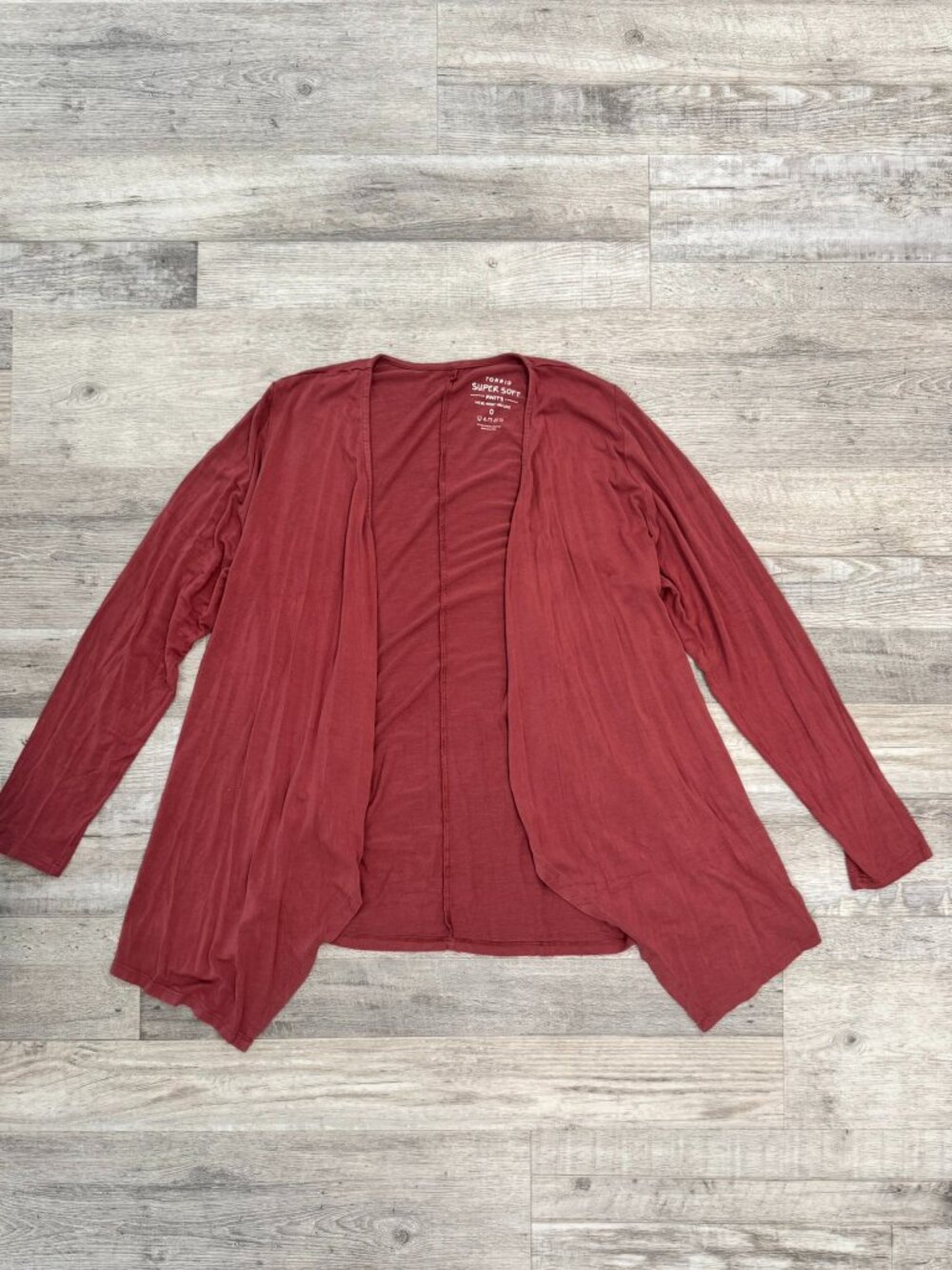 Torrid Super Soft Knit Dark Pink/Coral Drape Front Cardigan Size 0X O14